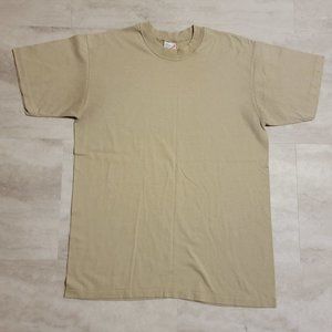Vintage Duke Mens Tan Blank 50/50 T-Shirt Single Stitched L 42-44